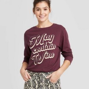 NWOT Target Zoe + Liv May Contain Wine Long Sleeve Shirt sz XS